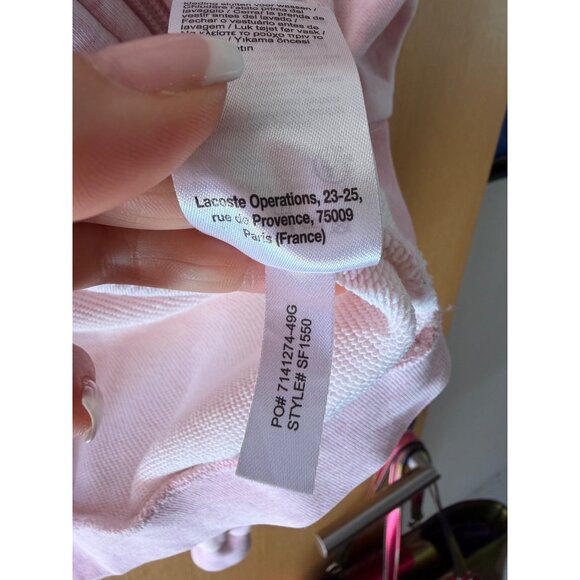 Lacoste Sport Womens Zipper Up Hoodie Size 42 Pink Drawstring Pockets Sporty - Picture 5 of 10